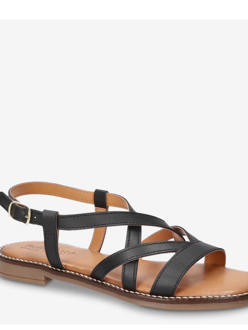 Bella Vita Tya-Italy black Italian Leather Strappy Flat Sandals 10 wide